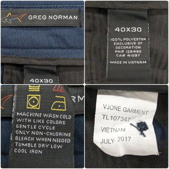 Greg Norman Chino Golf Pants Mens Navy Blue Flat Front Straight Leg Size 40x30 - Picture 7 of 12